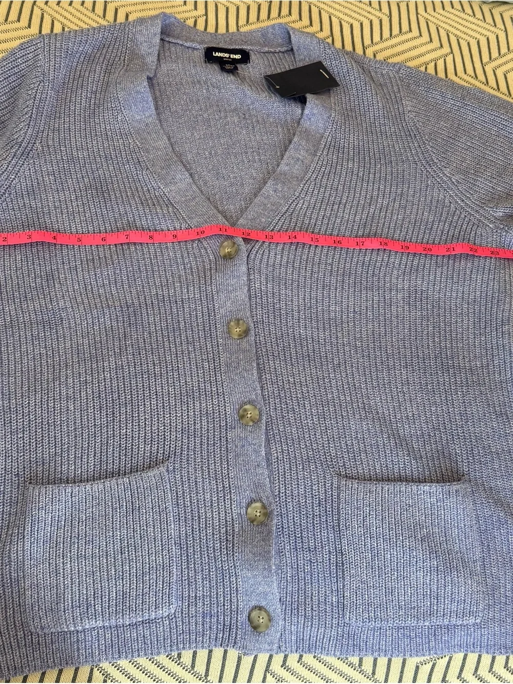 Lands' End Drifter Light Lavender V-Neck Button Cardigan, NWT 1X. - Picture 5 of 5